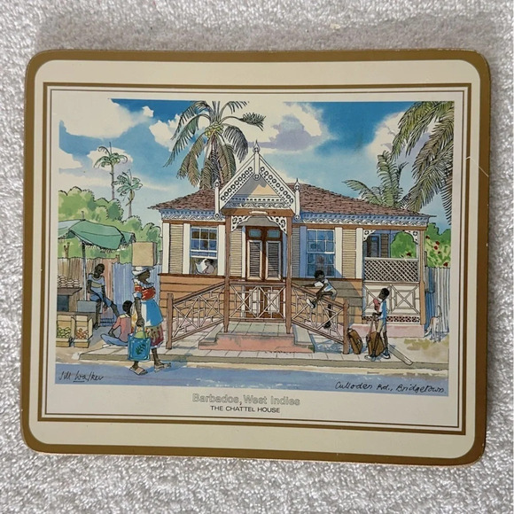 Vintage Pimpernel Luncheon Placemats Trivets Barbadian Chattel Houses Set Of 4 - Picture 5 of 11